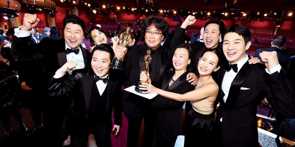Cast of Parasite at the Oscars